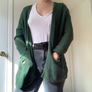 hollister green cardigan